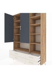 Hyperion Dolap 10 Raflı 4 Çekmeceli 2 Kapaklı 132x44x195 Çam-Antrasit/Aytaşı