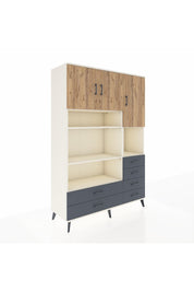 Hyperion Dolap 9 Raflı 6 Çekmeceli 3 Kapaklı 132x44x195 Aytaşı-Çam/Antrasit