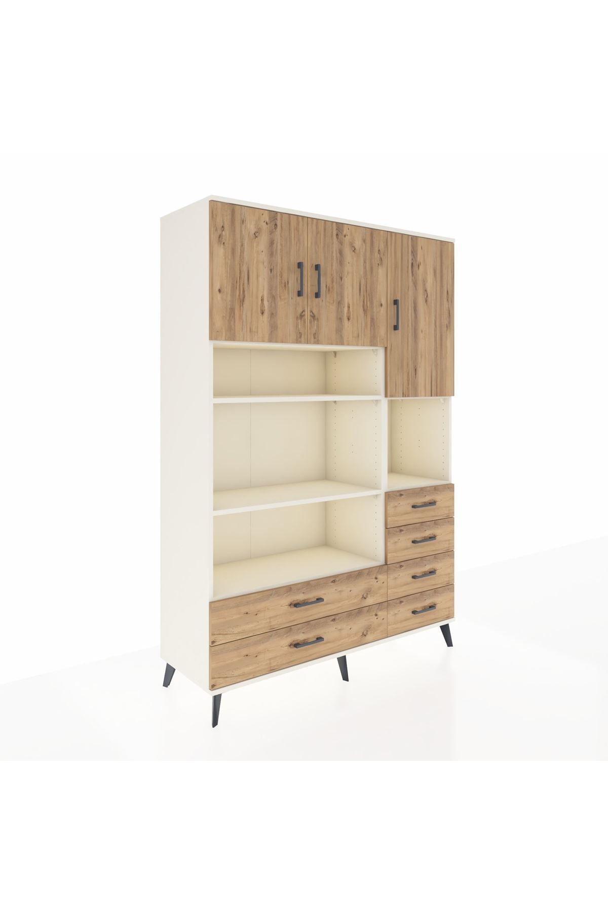 Hyperion Dolap 9 Raflı 6 Çekmeceli 3 Kapaklı 132x44x195 Aytaşı-Çam/Çam