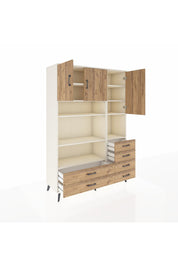 Hyperion Dolap 9 Raflı 6 Çekmeceli 3 Kapaklı 132x44x195 Aytaşı-Çam/Çam