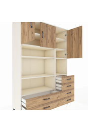 Hyperion Dolap 9 Raflı 6 Çekmeceli 3 Kapaklı 132x44x195 Aytaşı-Çam/Çam