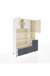 Hyperion Dolap 9 Raflı 6 Çekmeceli 3 Kapaklı 132x44x195 Aytaşı-Aytaşı/Antrasit