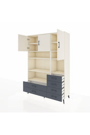 Hyperion Dolap 9 Raflı 6 Çekmeceli 3 Kapaklı 132x44x195 Aytaşı-Aytaşı/Antrasit