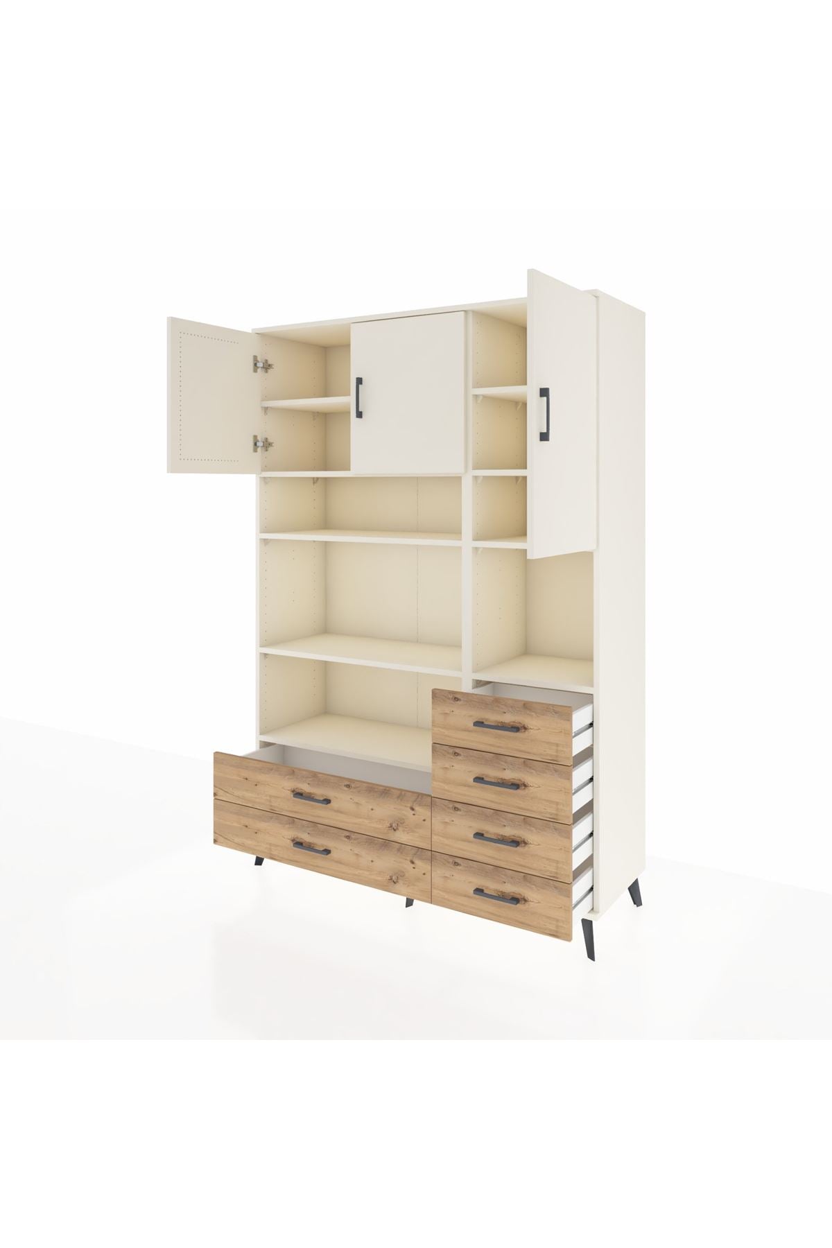 Hyperion Dolap 9 Raflı 6 Çekmeceli 3 Kapaklı 132x44x195 Aytaşı-Aytaşı/Çam