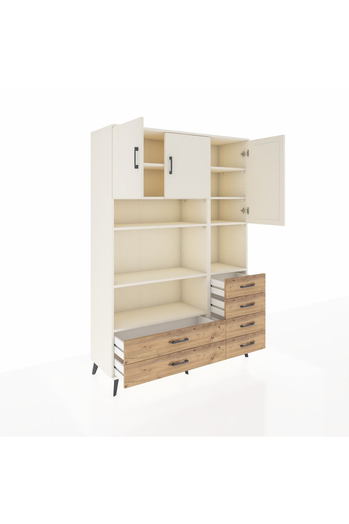 Hyperion Dolap 9 Raflı 6 Çekmeceli 3 Kapaklı 132x44x195 Aytaşı-Aytaşı/Çam