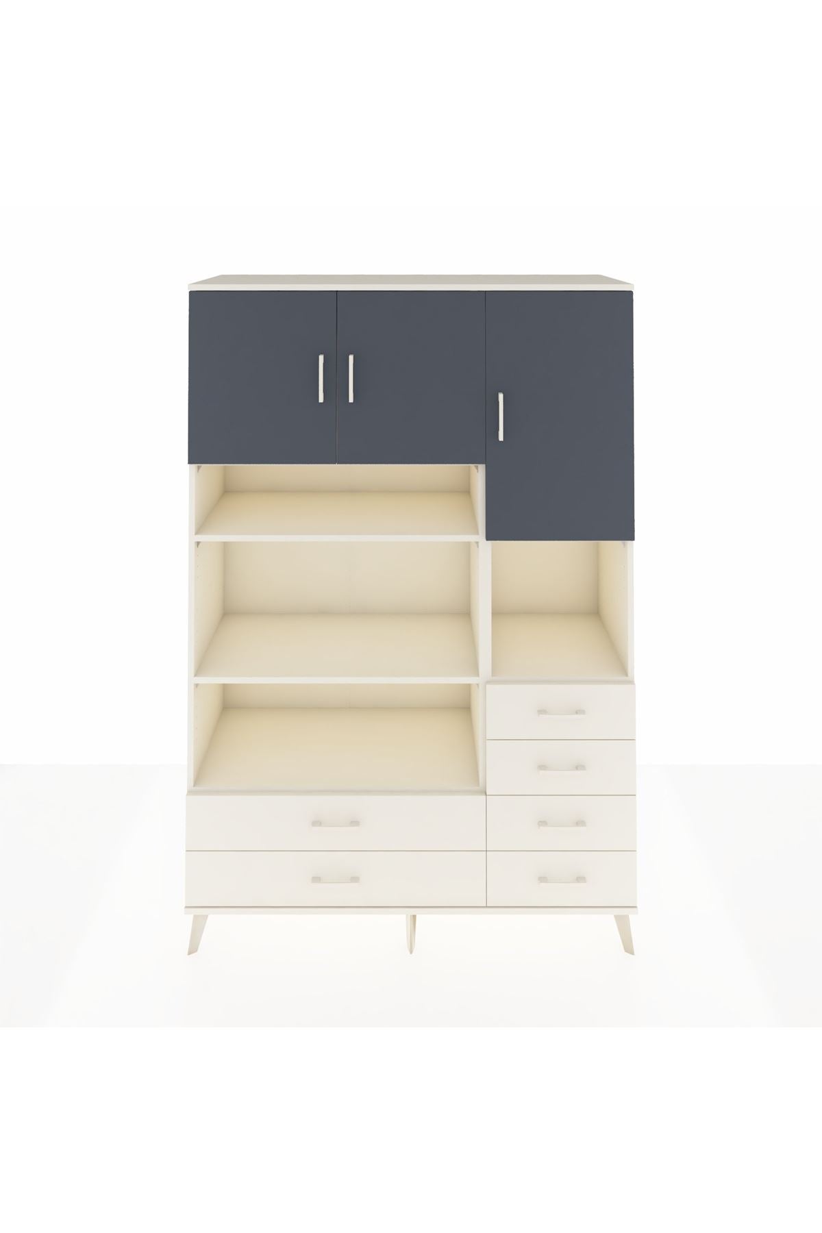 Hyperion Dolap 9 Raflı 6 Çekmeceli 3 Kapaklı 132x44x195 Aytaşı-Antrasit/Aytaşı