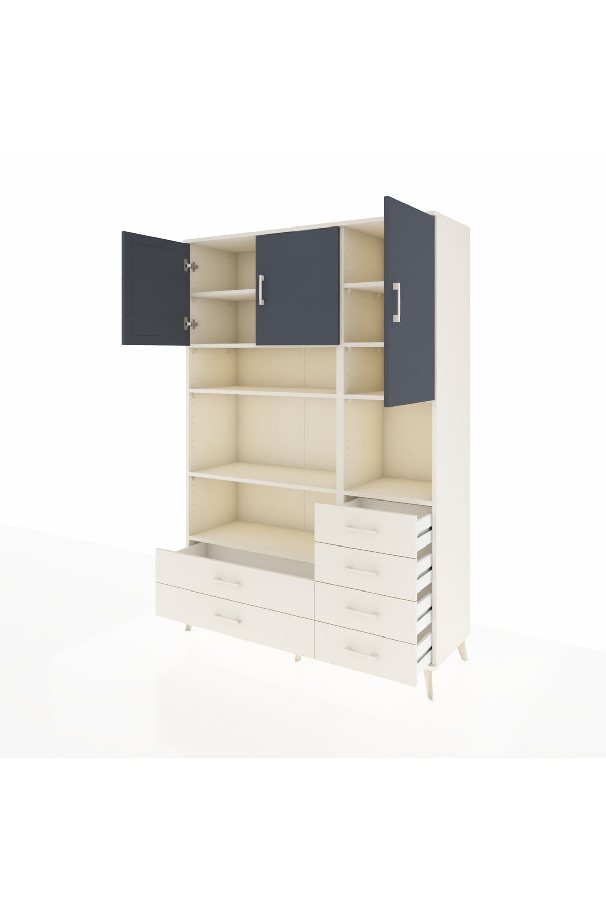 Hyperion Dolap 9 Raflı 6 Çekmeceli 3 Kapaklı 132x44x195 Aytaşı-Antrasit/Aytaşı