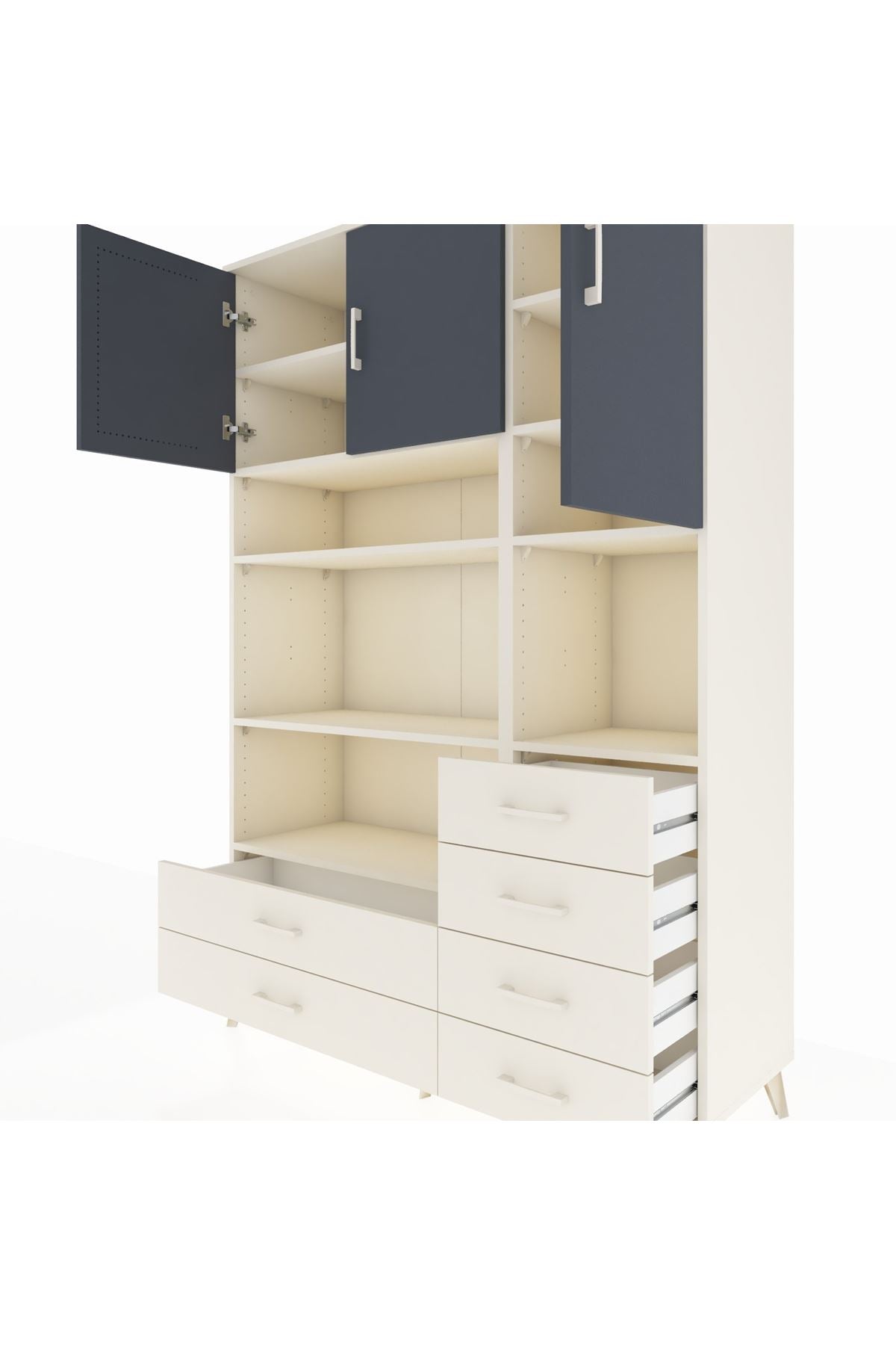 Hyperion Dolap 9 Raflı 6 Çekmeceli 3 Kapaklı 132x44x195 Aytaşı-Antrasit/Aytaşı