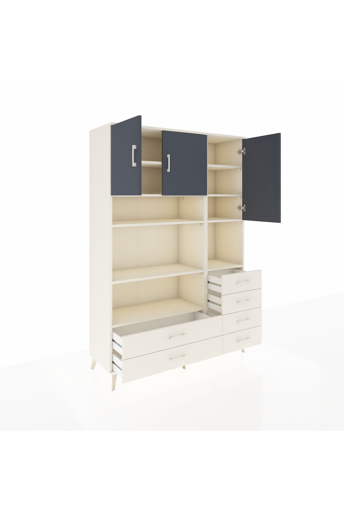 Hyperion Dolap 9 Raflı 6 Çekmeceli 3 Kapaklı 132x44x195 Aytaşı-Antrasit/Aytaşı