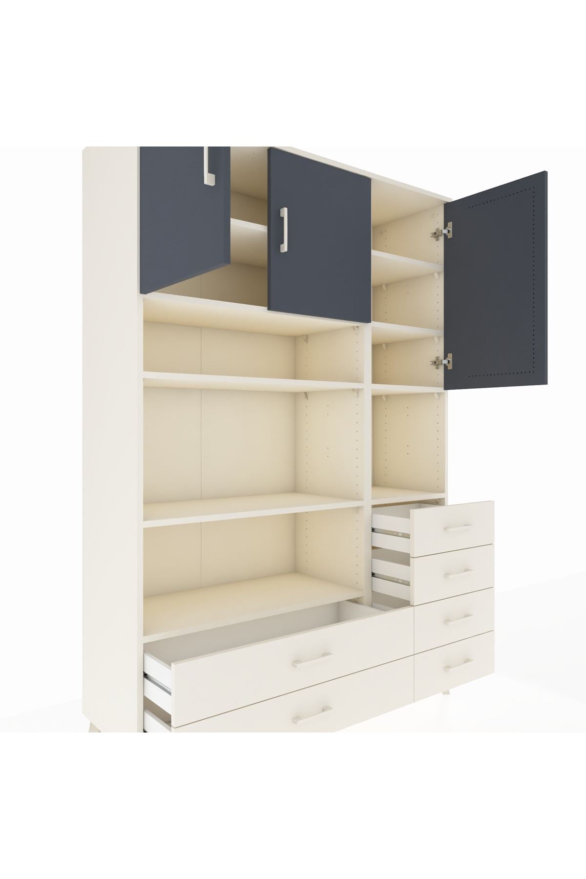 Hyperion Dolap 9 Raflı 6 Çekmeceli 3 Kapaklı 132x44x195 Aytaşı-Antrasit/Aytaşı