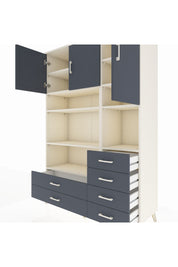 Hyperion Dolap 9 Raflı 6 Çekmeceli 3 Kapaklı 132x44x195 Aytaşı-Antrasit/Antrasit