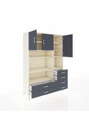 Hyperion Dolap 9 Raflı 6 Çekmeceli 3 Kapaklı 132x44x195 Aytaşı-Antrasit/Antrasit