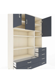 Hyperion Dolap 9 Raflı 6 Çekmeceli 3 Kapaklı 132x44x195 Aytaşı-Antrasit/Antrasit