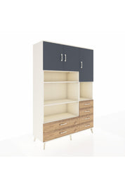 Hyperion Dolap 9 Raflı 6 Çekmeceli 3 Kapaklı 132x44x195 Aytaşı-Antrasit/Çam