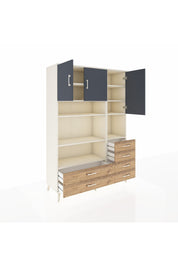 Hyperion Dolap 9 Raflı 6 Çekmeceli 3 Kapaklı 132x44x195 Aytaşı-Antrasit/Çam