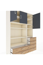 Hyperion Dolap 9 Raflı 6 Çekmeceli 3 Kapaklı 132x44x195 Aytaşı-Antrasit/Çam