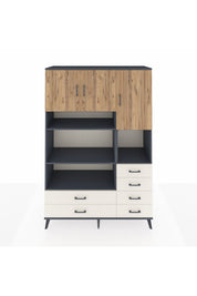 Hyperion Dolap 9 Raflı 6 Çekmeceli 3 Kapaklı 132x44x195 Antrasit-Çam/Aytaşı