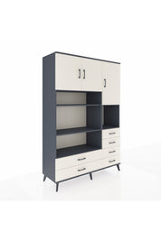 Hyperion Dolap 9 Raflı 6 Çekmeceli 3 Kapaklı 132x44x195 Antrasit-Aytaşı/Aytaşı