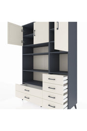 Hyperion Dolap 9 Raflı 6 Çekmeceli 3 Kapaklı 132x44x195 Antrasit-Aytaşı/Aytaşı