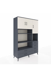 Hyperion Dolap 9 Raflı 6 Çekmeceli 3 Kapaklı 132x44x195 Antrasit-Aytaşı/Antrasit