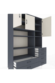 Hyperion Dolap 9 Raflı 6 Çekmeceli 3 Kapaklı 132x44x195 Antrasit-Aytaşı/Antrasit