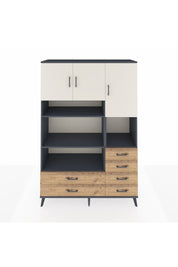 Hyperion Dolap 9 Raflı 6 Çekmeceli 3 Kapaklı 132x44x195 Antrasit-Aytaşı/Çam