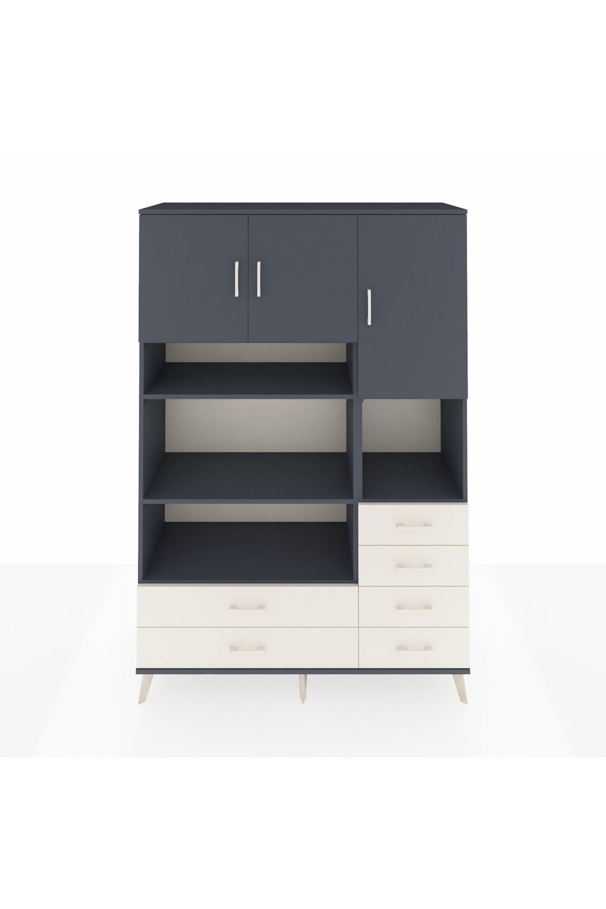 Hyperion Dolap 9 Raflı 6 Çekmeceli 3 Kapaklı 132x44x195 Antrasit-Antrasit/Aytaşı