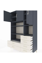 Hyperion Dolap 9 Raflı 6 Çekmeceli 3 Kapaklı 132x44x195 Antrasit-Antrasit/Aytaşı