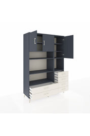 Hyperion Dolap 9 Raflı 6 Çekmeceli 3 Kapaklı 132x44x195 Antrasit-Antrasit/Aytaşı