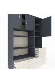 Hyperion Dolap 9 Raflı 6 Çekmeceli 3 Kapaklı 132x44x195 Antrasit-Antrasit/Aytaşı