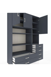 Hyperion Dolap 9 Raflı 6 Çekmeceli 3 Kapaklı 132x44x195 Antrasit-Antrasit/Antrasit