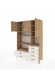 Hyperion Dolap 9 Raflı 6 Çekmeceli 3 Kapaklı 132x44x195 Çam-Çam/Aytaşı