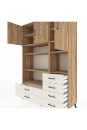 Hyperion Dolap 9 Raflı 6 Çekmeceli 3 Kapaklı 132x44x195 Çam-Çam/Aytaşı
