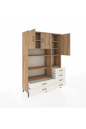 Hyperion Dolap 9 Raflı 6 Çekmeceli 3 Kapaklı 132x44x195 Çam-Çam/Aytaşı