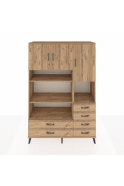 Hyperion Dolap 9 Raflı 6 Çekmeceli 3 Kapaklı 132x44x195 Çam-Çam/Çam