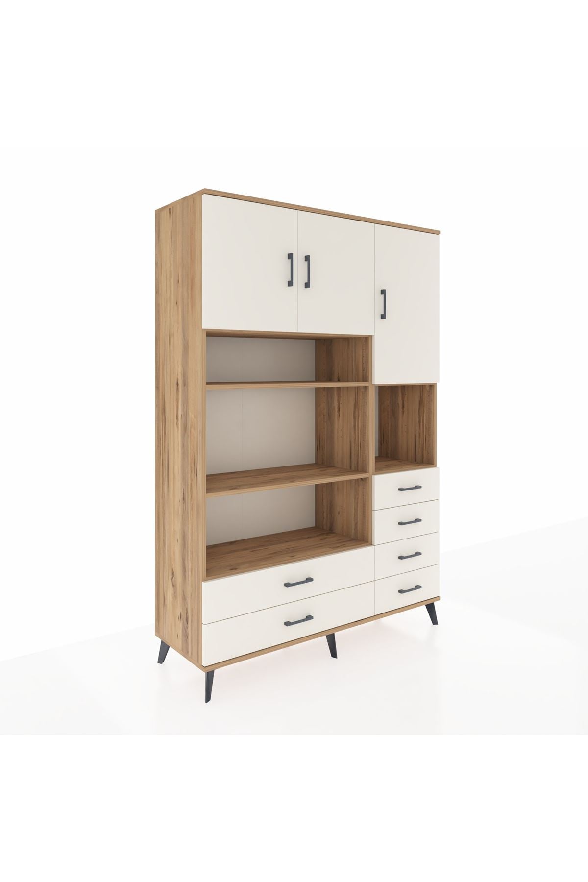 Hyperion Dolap 9 Raflı 6 Çekmeceli 3 Kapaklı 132x44x195 Çam-Aytaşı/Aytaşı