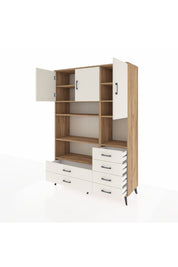 Hyperion Dolap 9 Raflı 6 Çekmeceli 3 Kapaklı 132x44x195 Çam-Aytaşı/Aytaşı