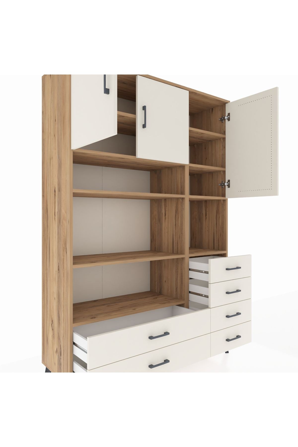 Hyperion Dolap 9 Raflı 6 Çekmeceli 3 Kapaklı 132x44x195 Çam-Aytaşı/Aytaşı