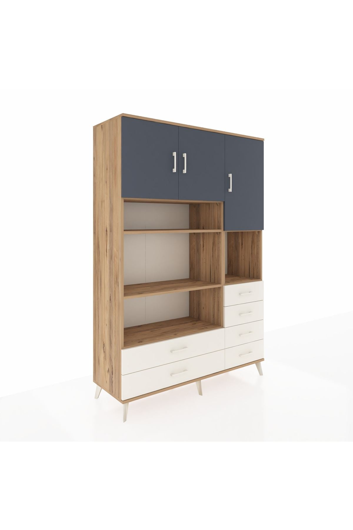 Hyperion Dolap 9 Raflı 6 Çekmeceli 3 Kapaklı 132x44x195 Çam-Antrasit/Aytaşı