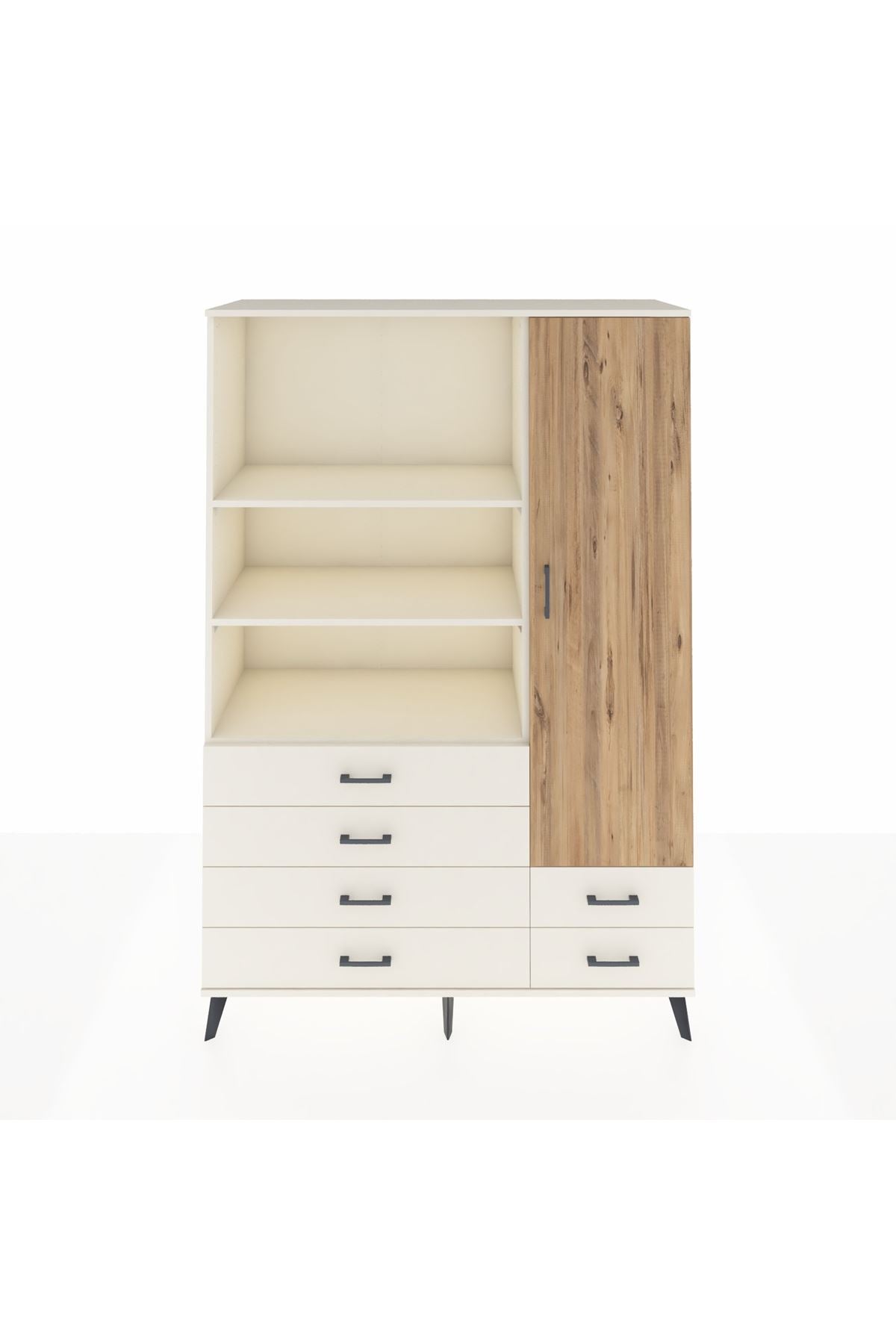 Hyperion Dolap 7 Raflı 6 Çekmeceli Tek Kapaklı  132x44x195 Aytaşı-Çam/Aytaşı