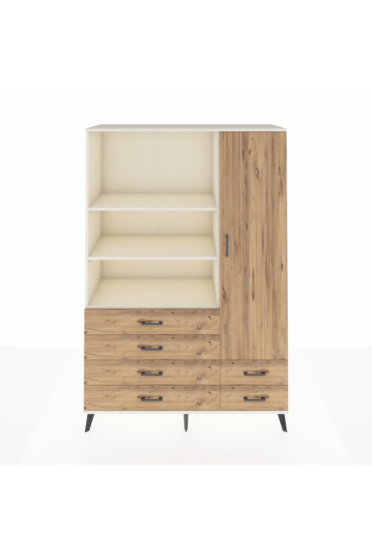 Hyperion Dolap 7 Raflı 6 Çekmeceli Tek Kapaklı  132x44x195 Aytaşı-Çam/Çam