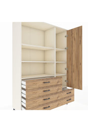 Hyperion Dolap 7 Raflı 6 Çekmeceli Tek Kapaklı  132x44x195 Aytaşı-Çam/Çam