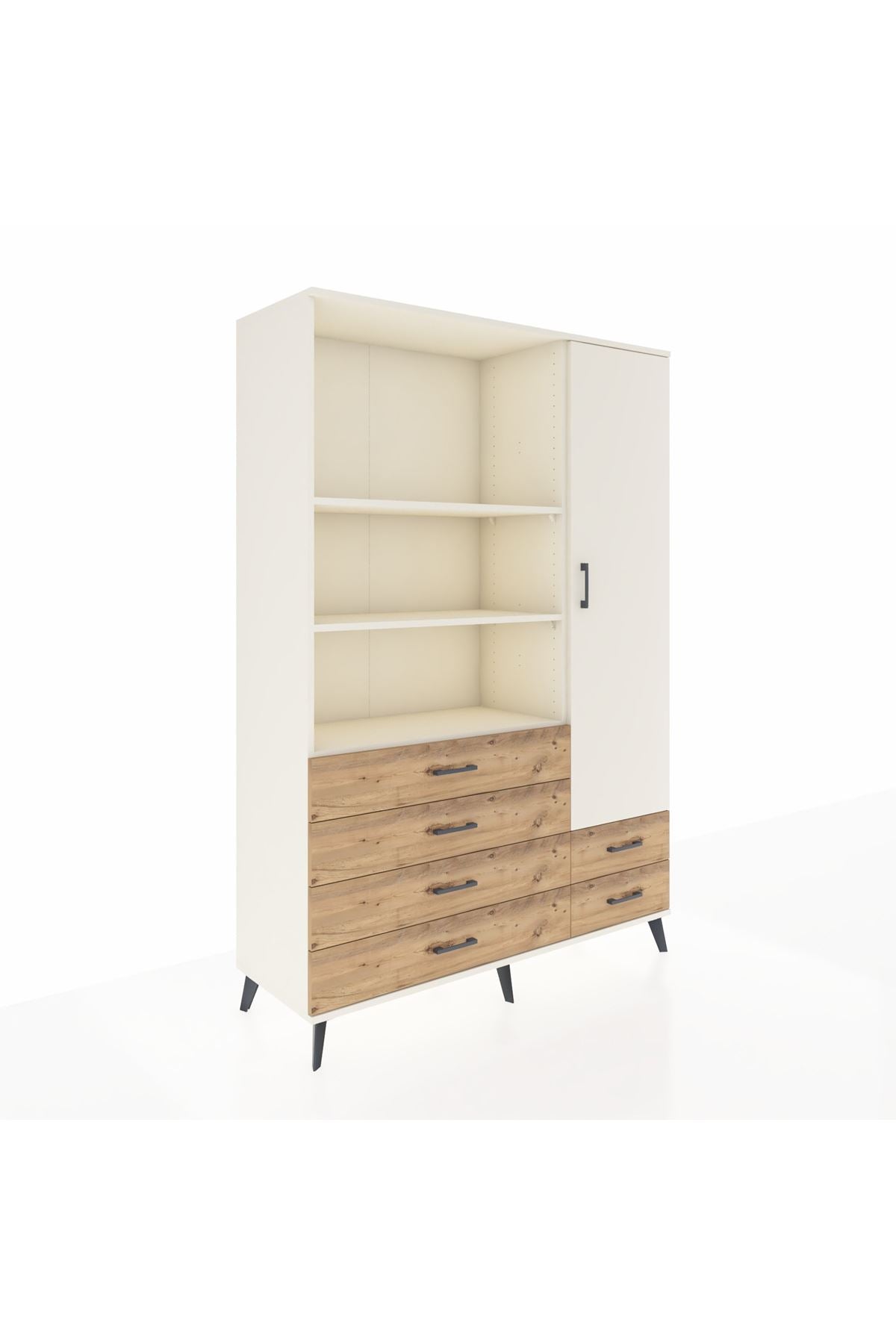 Hyperion Dolap 7 Raflı 6 Çekmeceli Tek Kapaklı  132x44x195 Aytaşı-Aytaşı/Çam