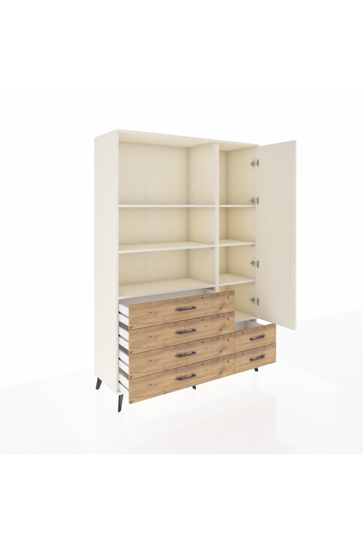 Hyperion Dolap 7 Raflı 6 Çekmeceli Tek Kapaklı  132x44x195 Aytaşı-Aytaşı/Çam