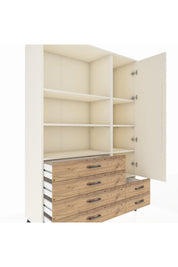 Hyperion Dolap 7 Raflı 6 Çekmeceli Tek Kapaklı  132x44x195 Aytaşı-Aytaşı/Çam