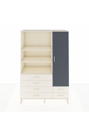 Hyperion Dolap 7 Raflı 6 Çekmeceli Tek Kapaklı  132x44x195 Aytaşı-Antrasit/Aytaşı