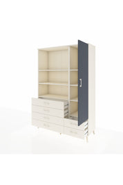 Hyperion Dolap 7 Raflı 6 Çekmeceli Tek Kapaklı  132x44x195 Aytaşı-Antrasit/Aytaşı