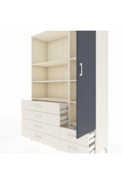 Hyperion Dolap 7 Raflı 6 Çekmeceli Tek Kapaklı  132x44x195 Aytaşı-Antrasit/Aytaşı