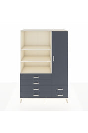 Hyperion Dolap 7 Raflı 6 Çekmeceli Tek Kapaklı  132x44x195 Aytaşı-Antrasit/Antrasit