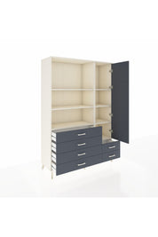 Hyperion Dolap 7 Raflı 6 Çekmeceli Tek Kapaklı  132x44x195 Aytaşı-Antrasit/Antrasit